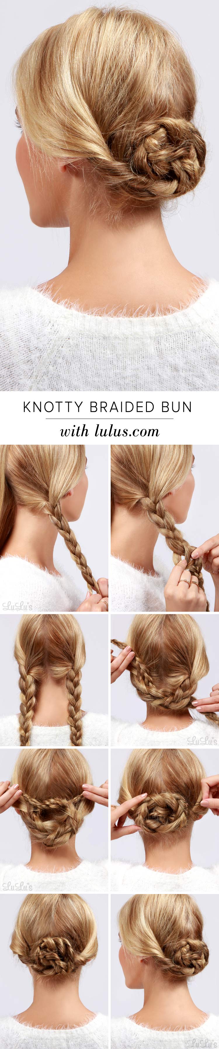 Lulus How-To: Knotty Braided Bun Hair Tutorial Fashion Blog Lulus How-To: Knotty Braided Bun Hair Tutorial Fashion Blog