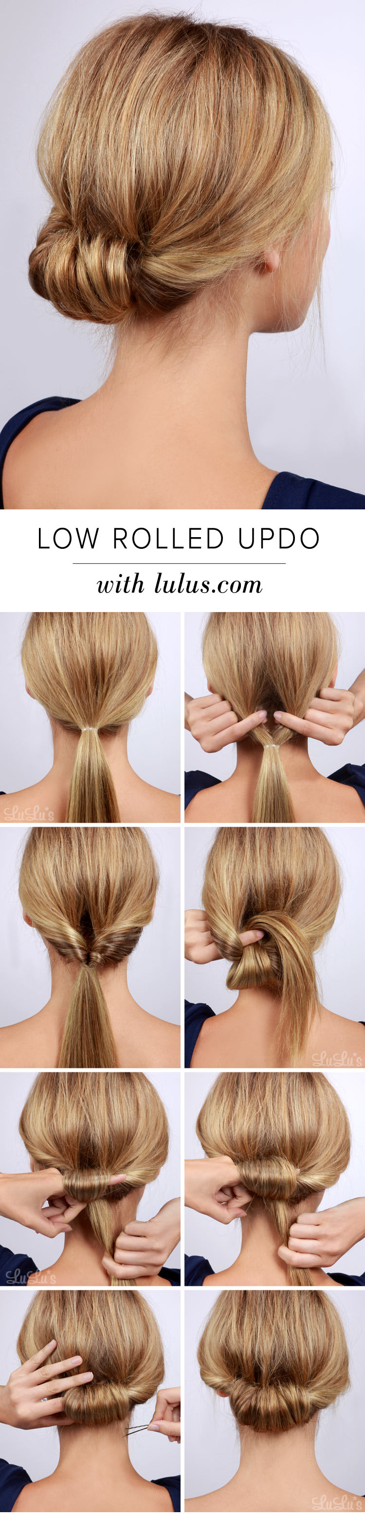 Lulus How To Low Rolled Updo Hair Tutorial Lulus Com Fashion Blog