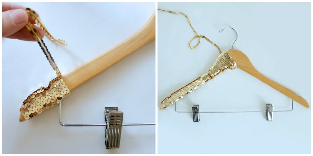 DIY Gold Sequin Hanger Fashion Blog