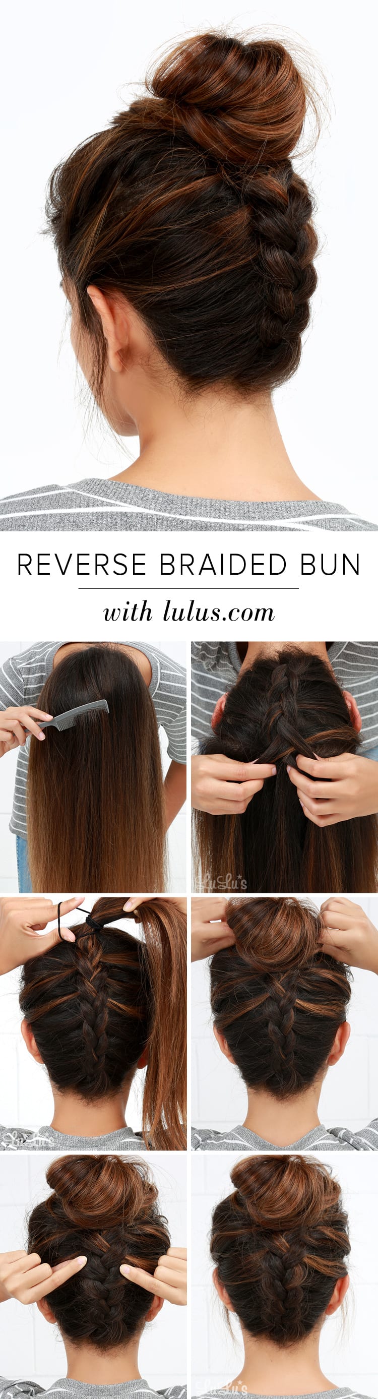 Lulus How-To: Reverse Braided Bun Hair Tutorial -  Fashion Blog