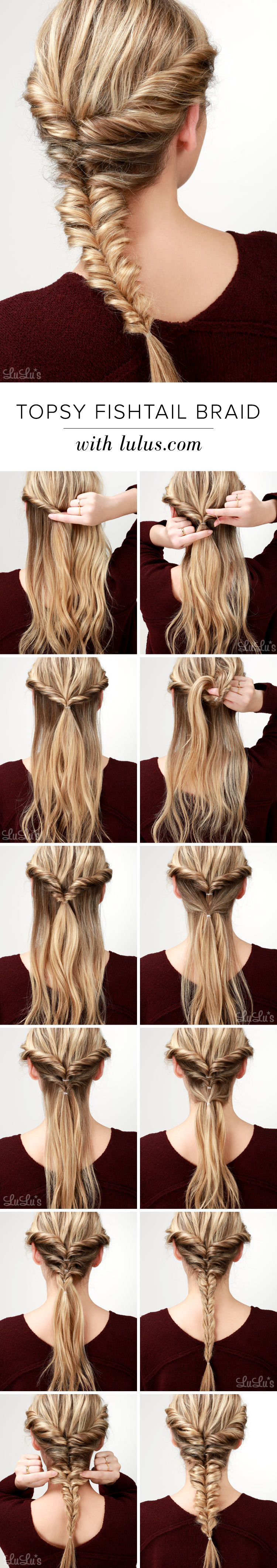 Lulus How-To: Topsy Fishtail Braid Tutorial -  Fashion Blog