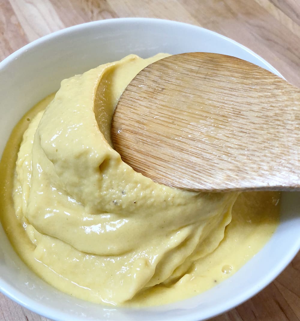 ginger turmeric smoothie bowl blended up