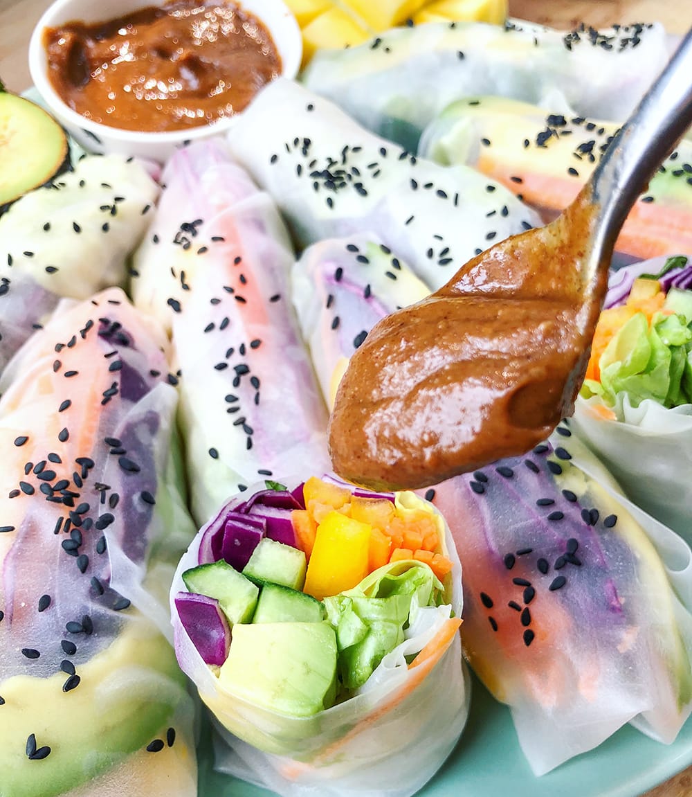 Summer Rolls Recipe with Almond Butter Dipping Sauce