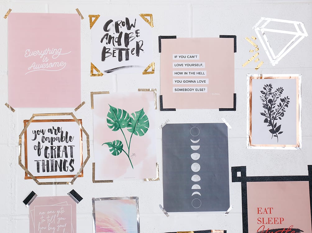 add art to your walls with washi tape and other nail free art