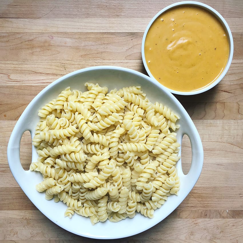ingredients for cheesy pasta vegan recipe