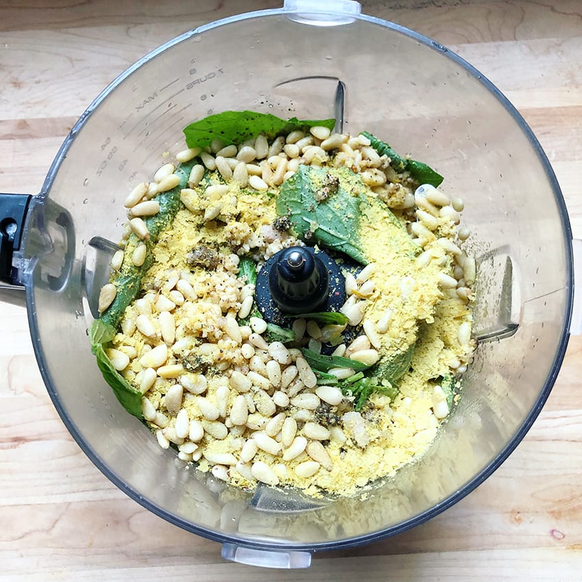 vegan pesto with nutritional yeast