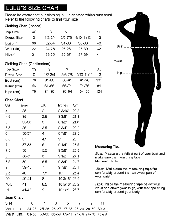 Lulus Dress Size Chart