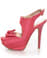 Qupid Glitter 115 Fuchsia Snake Cutout Peep Toe Pumps
