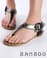 Bamboo Sprout 12 Pewter and Black T Strap Ankle Wrap Wedge