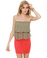 Time Flies Strapless Coral Red and Grey Dress