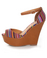 Qupid Finder 41 Red Multi Fabric Striped Wedge Sandals