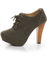 Qupid Puffin 28 Brown Canvas Lace-Up Ankle Booties