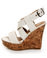 Soda When Off White Cotton Frayed Hem Platform Wedge Sandals