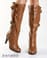 Bamboo Humble 01 Chestnut Buckled Knee High Heel Boot