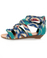 Bamboo Denisa 47 Blue Ikat Strappy Sliver Wedge Sandals