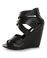 Bamboo Hanny 04 Black Strappy Hidden Wedge Sandal Booties