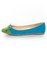 Bamboo Jump 30 Turquoise and Green Cap Toe Pointed Flats