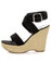 Bamboo Leanne 34 Black Woven Espadrille Wedges