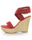 Bamboo Leanne 34 Red Woven Espadrille Wedges