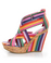 Bamboo Mirage 07 Fuchsia Rainbow Striped Wedge Sandals