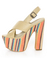 C Label Christian 2 Beige Woven Stripe Platform Sandals