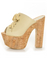 C Label Christian 3 Beige Lace-Up Peep Toe Slide Platforms