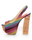 Fahrenheit Anne 22 Purple Canvas Striped Platform Sandals