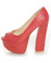 Fahrenheit Anne 24 Red Coral Snakeskin Peep Toe Platform Heels