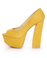 Fahrenheit Anne 24 Yellow Snakeskin Peep Toe Platform Heels