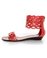 GoMax Sweet Dreams 08 Coral Red Laser Cutout Ankle Cuff Sandals