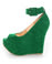 Luichiny Roll Call Green Peep Toe Super Platform Wedges