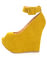 Luichiny Roll Call Yellow Peep Toe Super Platform Wedges