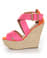 My Delicious Hall Fuchsia/Coral Color Block Platform Wedges
