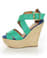 My Delicious Hall Teal/Twilight Blue Color Block Platform Wedges