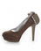 Michael Antonio Leandro Taupe Suede Two-Tone Studded Bow Pumps