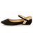 Mixx Amy 61 Black Linen Ankle Strap Ballet Flats