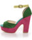 Mixx Kay 07 Green Micro Fiber Color Block Platform Heels