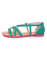 Qupid Athena 488 Turquoise Nubuck Strappy Flat Sandals