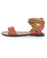 Qupid Athena 514A Tan & Coral Patterned Flat Sandals