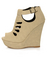 Qupid Bikini 167 Stone Nubuck Cutout Platform Wedges