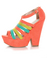 Qupid Burke 17 Coral Suede Multi Strappy Wedge Sandals
