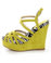 Qupid Connect 13 Lime Suede & Zebra Strappy Wedge Sandals