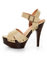 Qupid Cube 01 Beige Distressed Platform Heels