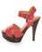 Qupid Cube 01 Coral Distressed Platform Heels