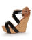 Qupid Finder 48 Black Patent Criss Crossing Platform Wedges