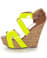 Qupid Finder 48 Neon Yellow Patent Platform Wedges