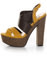 Qupid Gossip 07 Brown & Yellow Tweed Platform Heels
