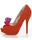Qupid Heigl 18 Orange Velvet Bow-na fide Peep Toe Pumps