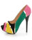 Qupid Neutral 196 Black Velvet Retro Color Block Platform Pumps