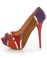 Qupid Neutral 196 Red Velvet Retro Color Block Platform Pumps